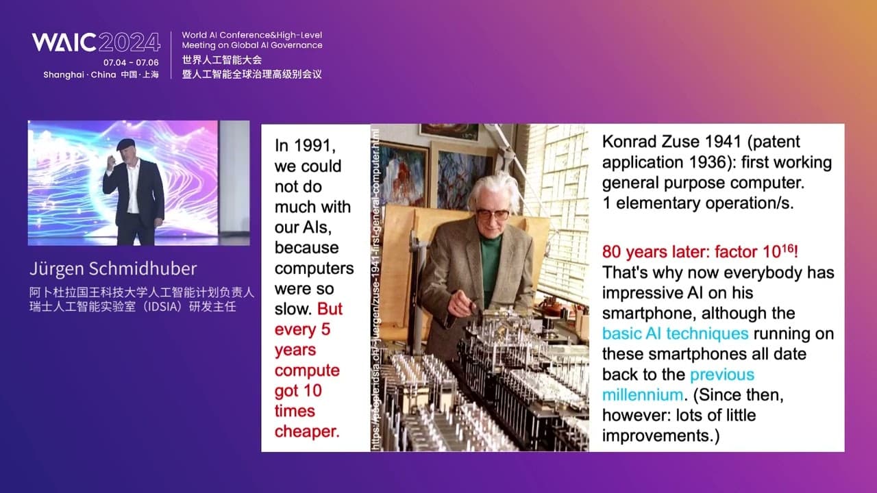 WAIC 2024-Jürgen Schmidhuber: Curious, Creative, Generative AIs with Adaptive World Models — video